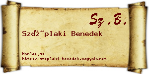 Széplaki Benedek névjegykártya