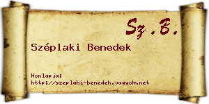Széplaki Benedek névjegykártya